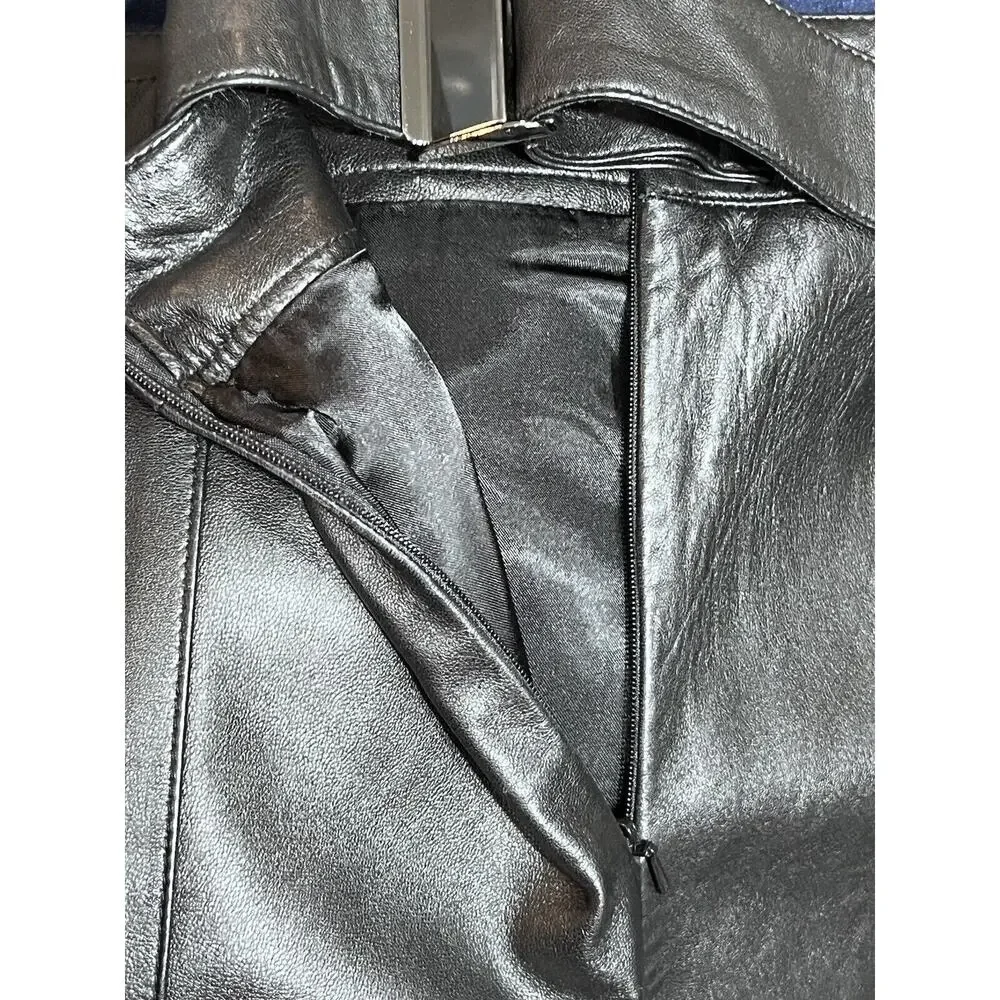 Bebe Butter Soft Black Genuine Leather Straight Skirt‎ size 8-10, 30” waist Y2K